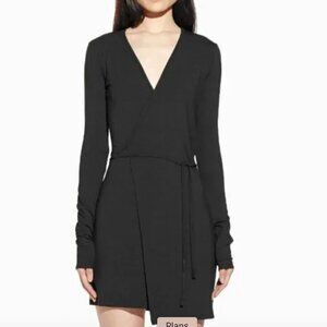 TRAVIS TADDEO BLACK JERSEY SUSAN SERIE TT WRAP DRESS - XS